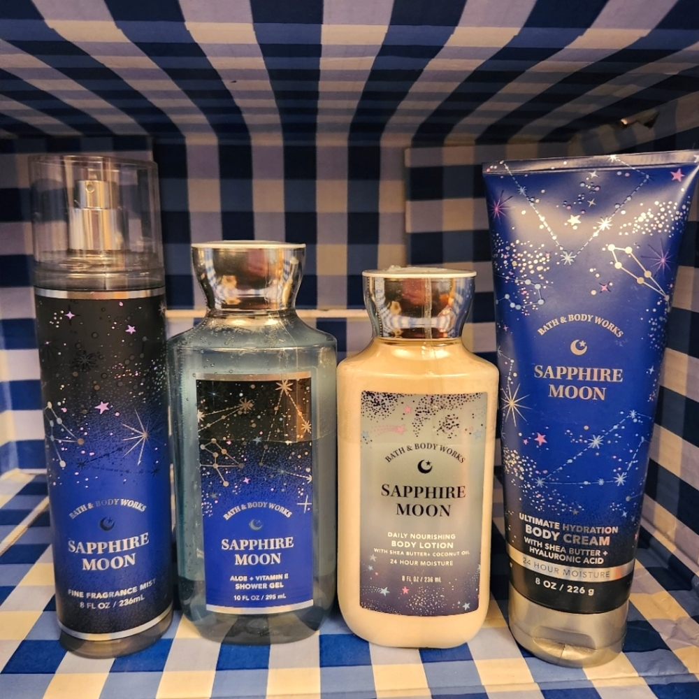 🆕️SAPPHIRE MOON Bath & Body Works 4 pc Set Body Spray Lotion Shower Gel Cream
